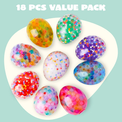 18-Pack Multicolor Easter Eggs Stress Balls, Filled Easter Eggs