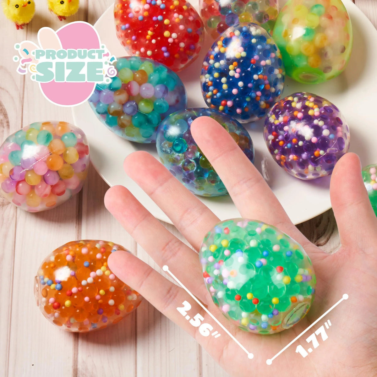 18-Pack Multicolor Easter Eggs Stress Balls, Filled Easter Eggs