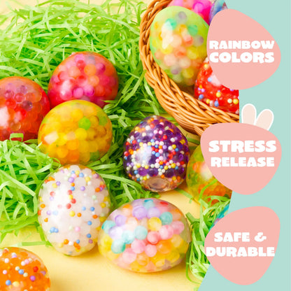 18-Pack Multicolor Easter Eggs Stress Balls, Filled Easter Eggs