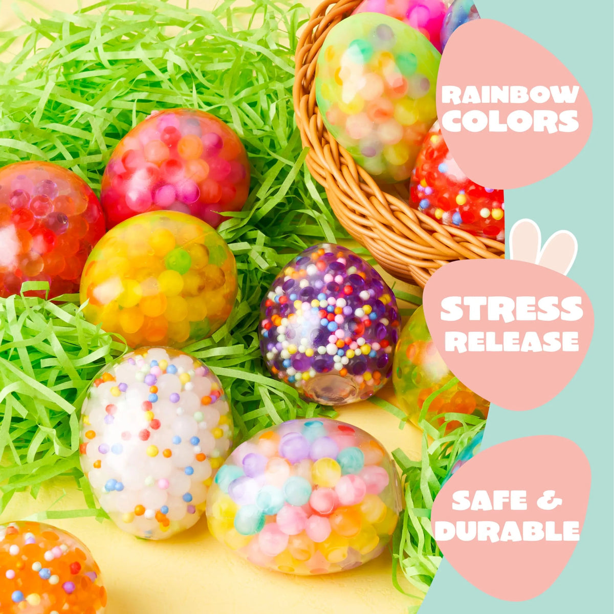 18-Pack Multicolor Easter Eggs Stress Balls, Filled Easter Eggs
