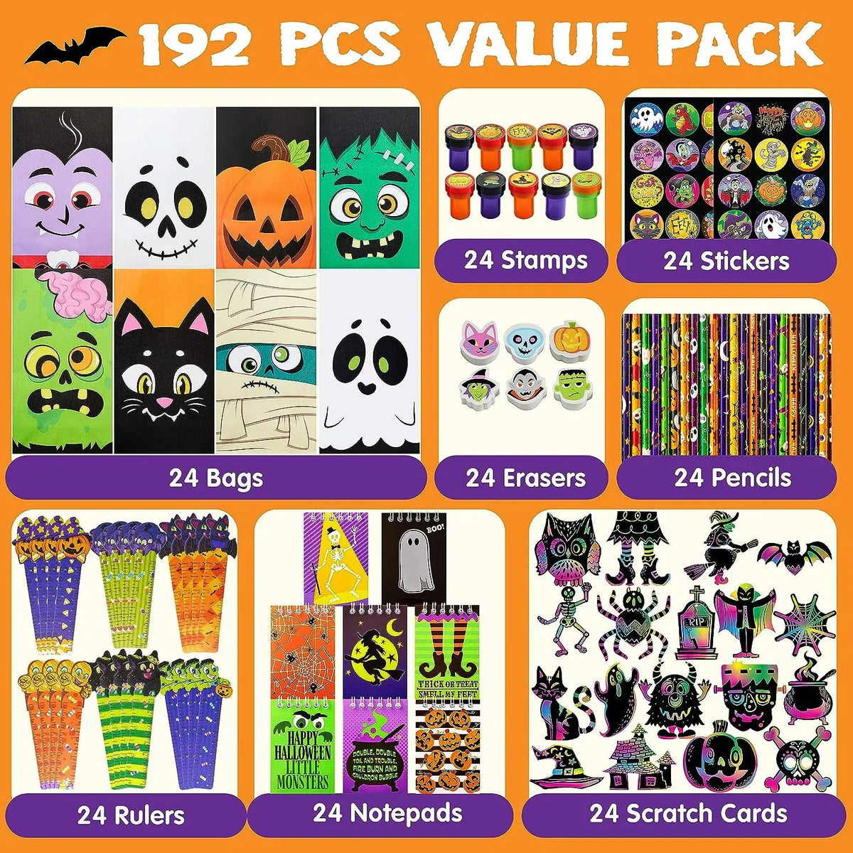 192-Piece Halloween Stationery Set