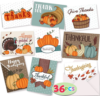 36 Pumpkin Thanksgiving Greeting Cards