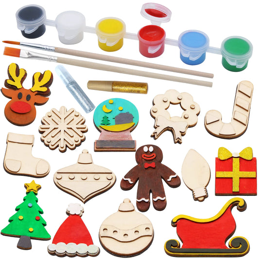 Christmas Wooden Magnet Painting Kit - Creative Arts & Crafts