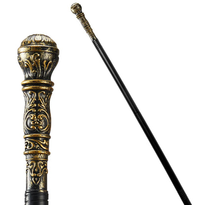 Elegant Vintage Gold Halloween Walking Cane Prop