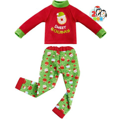 2 Pack Santa Ugly Sweaters for Dolls - Cupcakes and Donuts Themed Naughty Pajamas