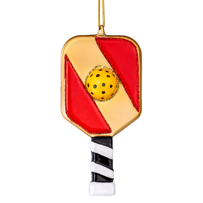 Christmas Pickleball Paddle Glass Ornament