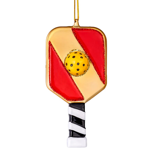 Christmas Pickleball Paddle Glass Ornament