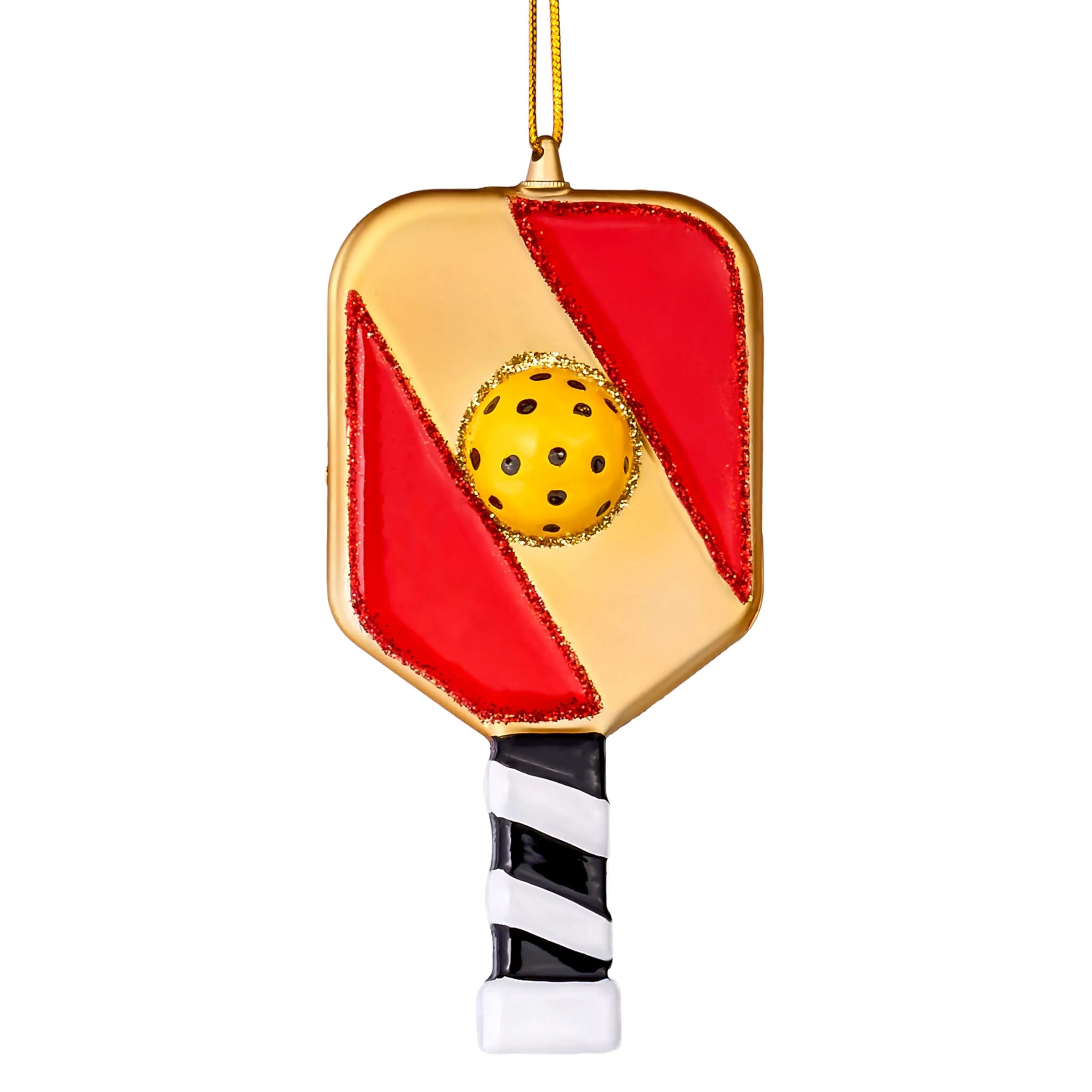 Christmas Pickleball Paddle Glass Ornament