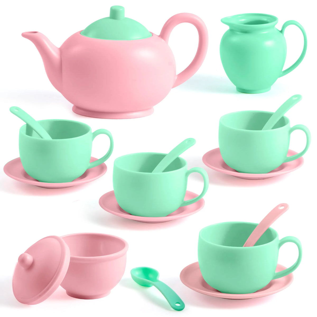 18-Piece Pretend Tea Party Set with Baby Pink Teapot