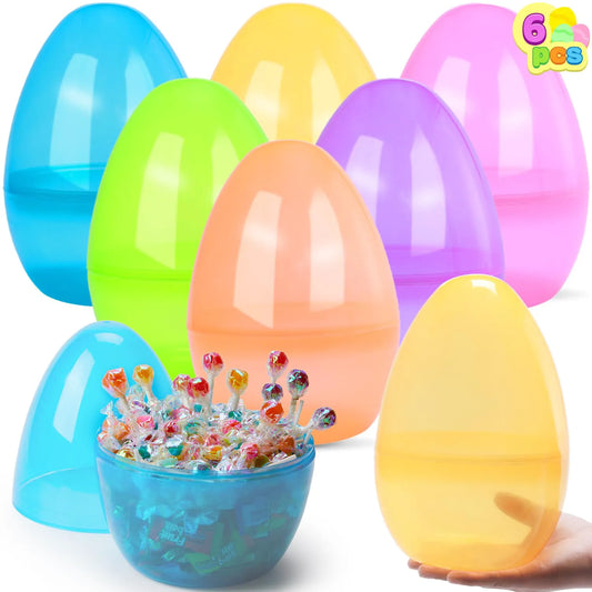10" Jumbo Easter Eggs, 6PCS Colorful Plastic Giant Empty Fillable Eggs