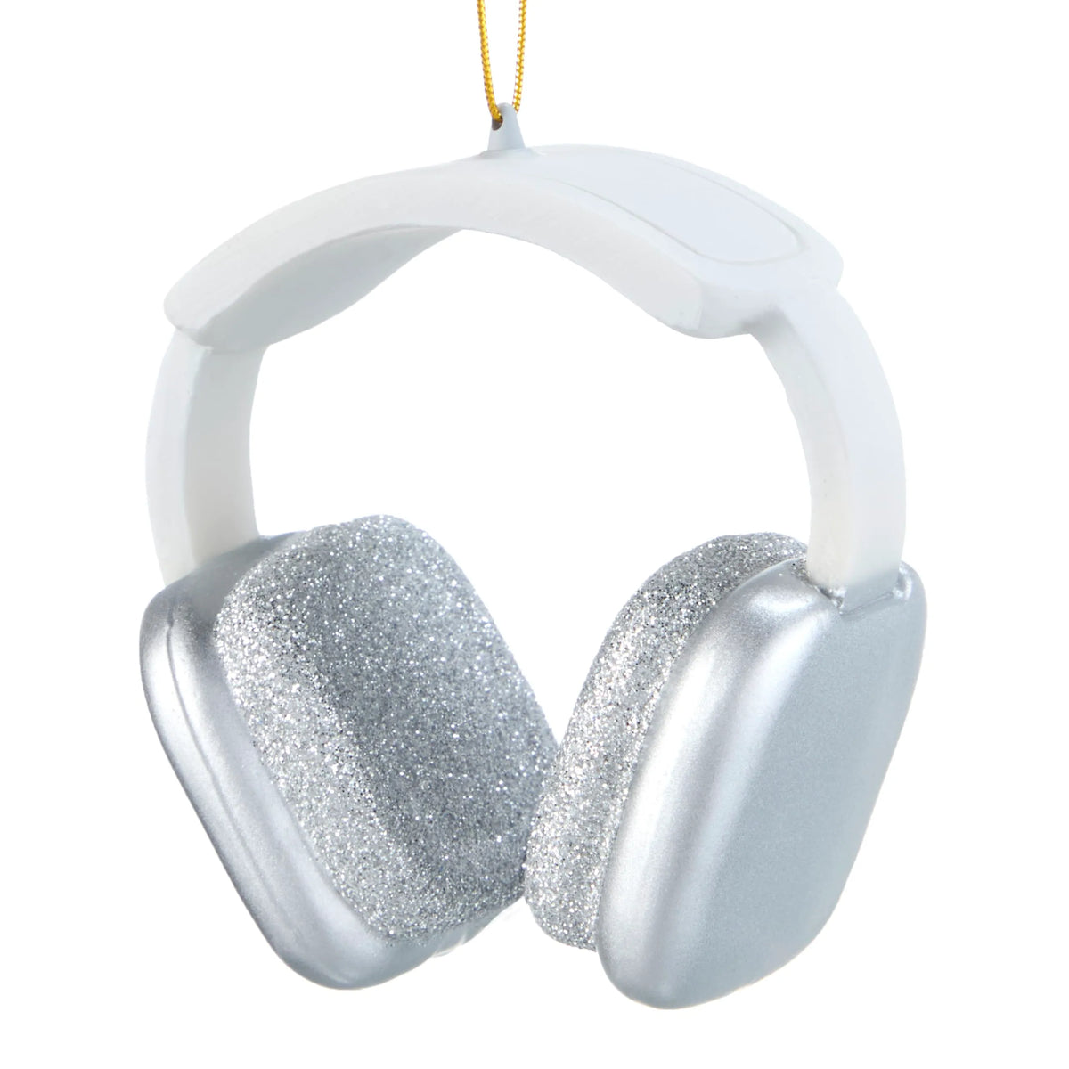 Mini Christmas Headphone Ornament in Silver and White