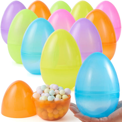 12 Large Clear Easter Eggs, 6-Inch Jumbo Plastic Fillable Eggs