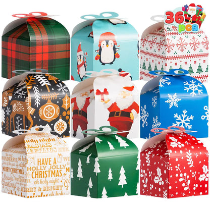 36 Pack Christmas Goody Gift Boxes with Bows