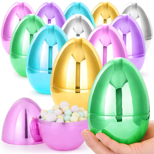 12 Large Metallic Easter Eggs, 6-Inch Colorful Jumbo Fillable Eggs