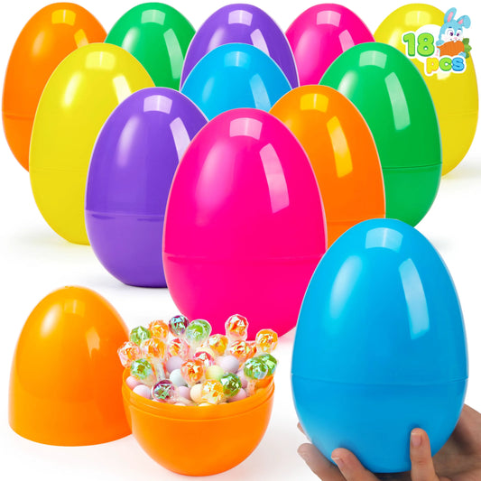 18 Large Easter Eggs, 6-Inch Jumbo Plastic Fillable Eggs