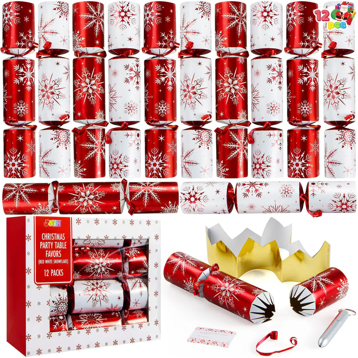 Christmas Party Table Favors - Red White Snowflake (12 Pack)