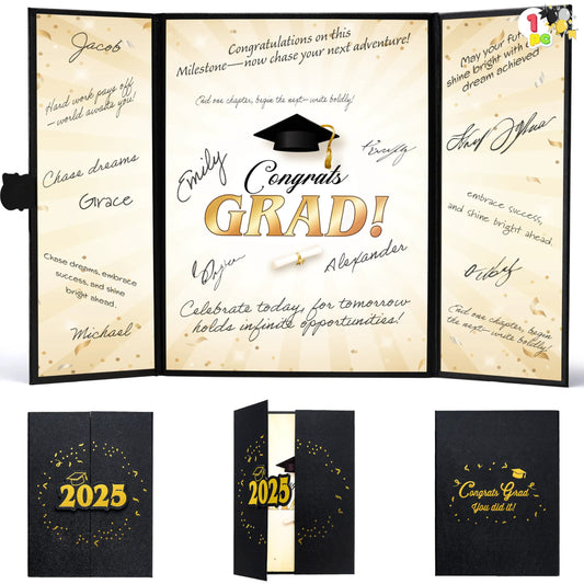 2025 Graduation Guestbook Alternative (Black & Gold)