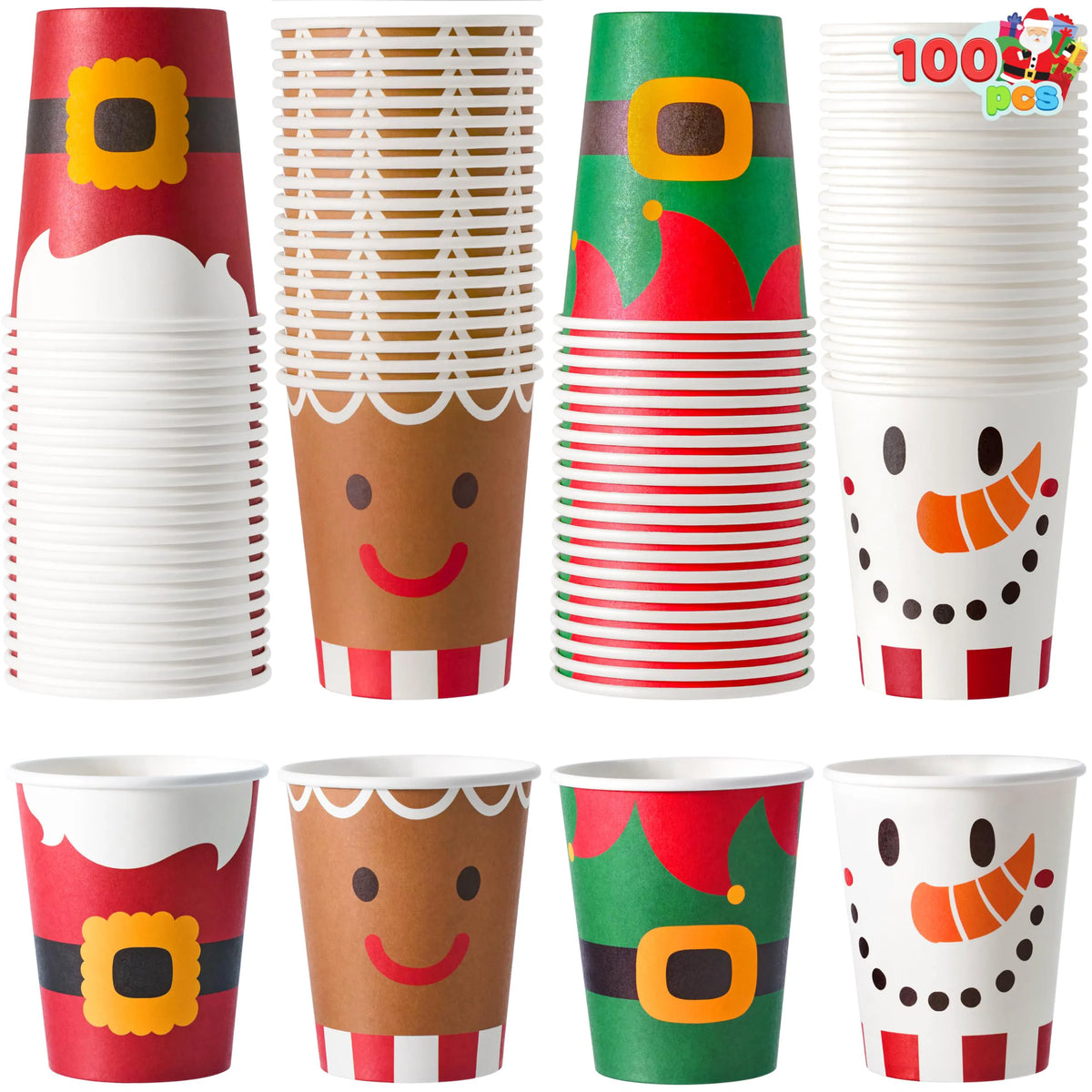 100 Pack 9oz Christmas Disposable Paper Cups