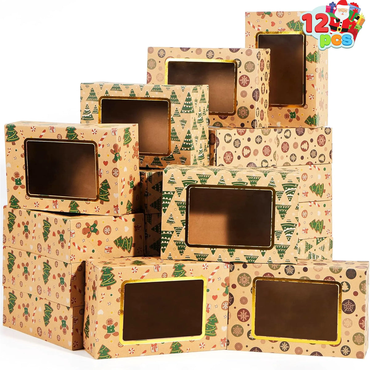 12 Foiled Christmas Cookie Boxes for Gift Giving