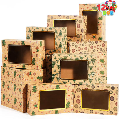 12 Foiled Christmas Cookie Boxes for Gift Giving