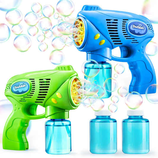 7-Inch Bubble Gun Blower with 2 Bottles of 5 oz Bubble Refill Solution (2 Pieces)
