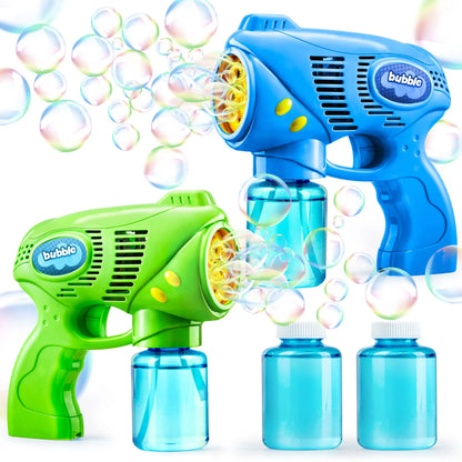 7-Inch Bubble Gun Blower with 2 Bottles of 5 oz Bubble Refill Solution (2 Pieces)