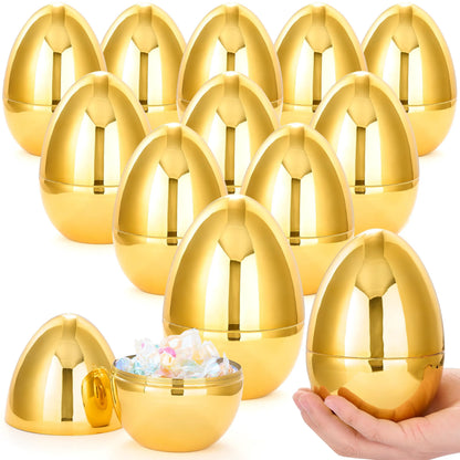 12 Large Gold Easter Eggs, 6-Inch Metallic Jumbo Fillable Eggs
