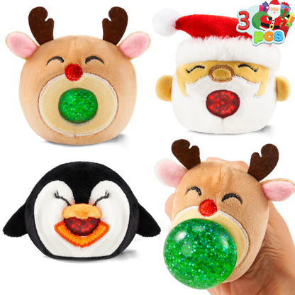 3 Pack Christmas Squeeze Plush Balls