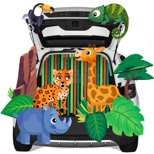 Jungle-Themed Halloween Trunk-or-Treat Decoration Kit