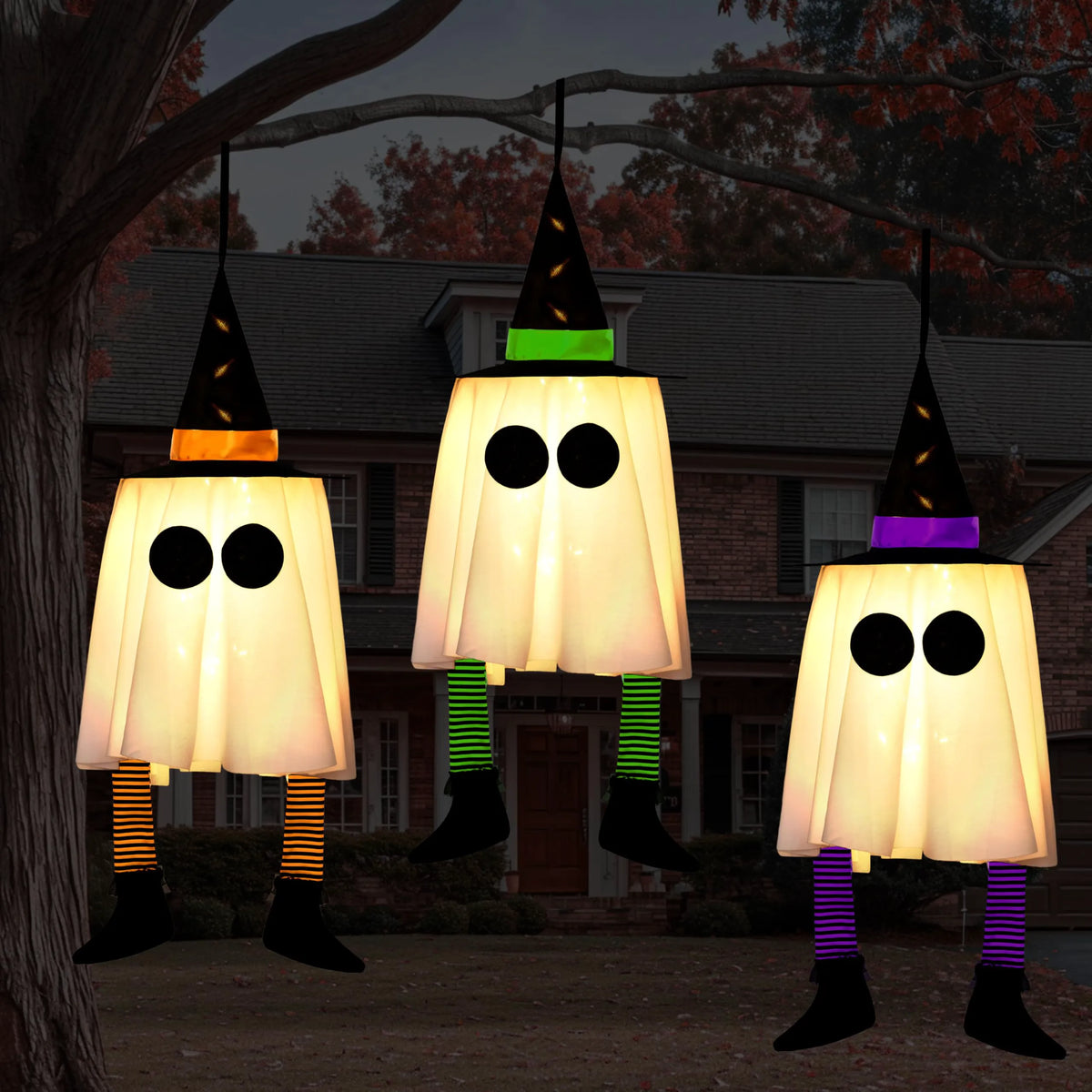 23.6" 3PCS Halloween Hanging Ghost Decorations for Outdoor