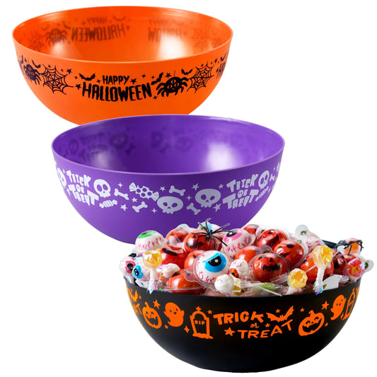 3 PCS Halloween Candy Bowls, 9.6" x 4.4" Trick or Treat Bowls