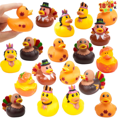 18PCS Thanksgiving Rubber Ducks for Kids & Toddlers