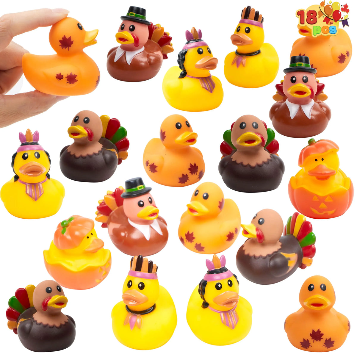 18PCS Thanksgiving Rubber Ducks for Kids & Toddlers