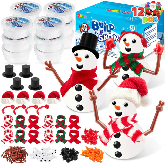 12 Pack DIY Snowman Craft Kit - Christmas Build Your Own Snowman Activity