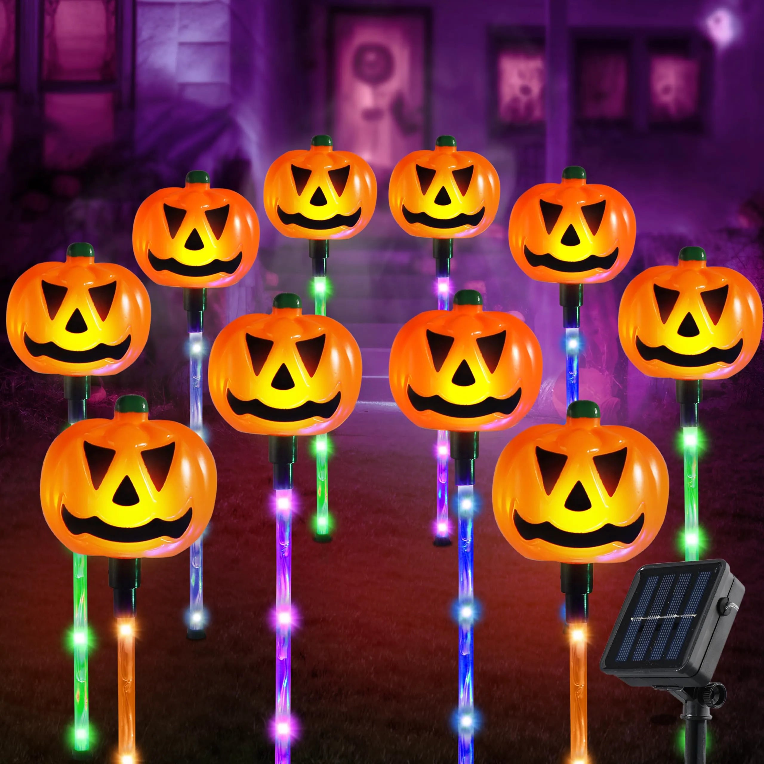 10-Pack Halloween Solar Pumpkin Pathway Lights