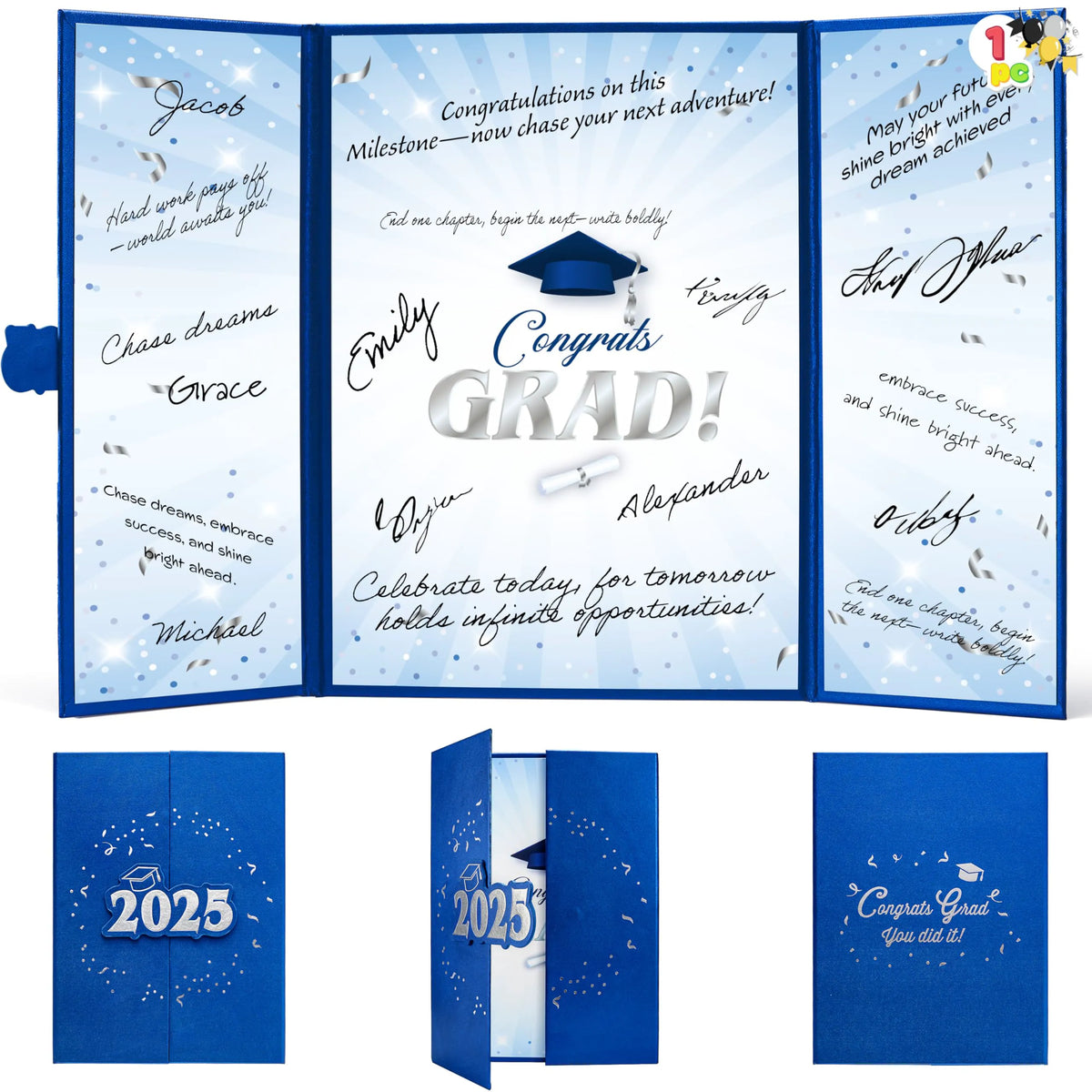 2025 Graduation Guestbook Alternative (Blue & Silver)