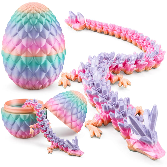 3D Printed Dragon Eggs with 12" Laser Rainbow Dragon Inside