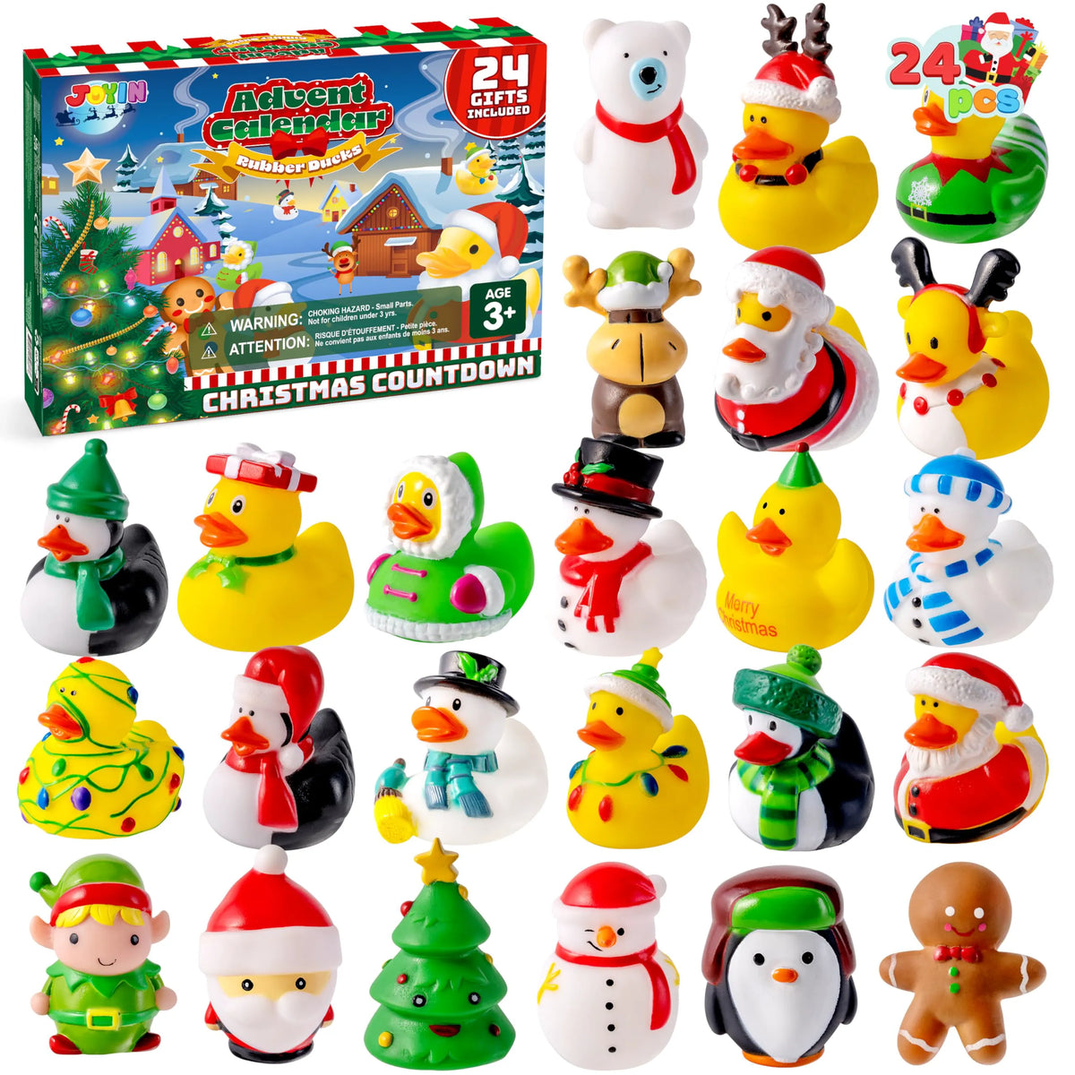 24 Days of Christmas Advent Calendar with Rubber Ducky Bath Toys