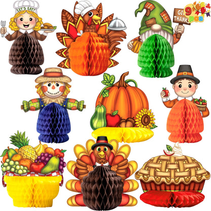 9-Piece Thanksgiving Honeycomb Decorations Set