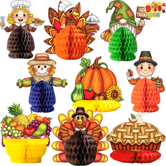 9-Piece Thanksgiving Honeycomb Decorations Set