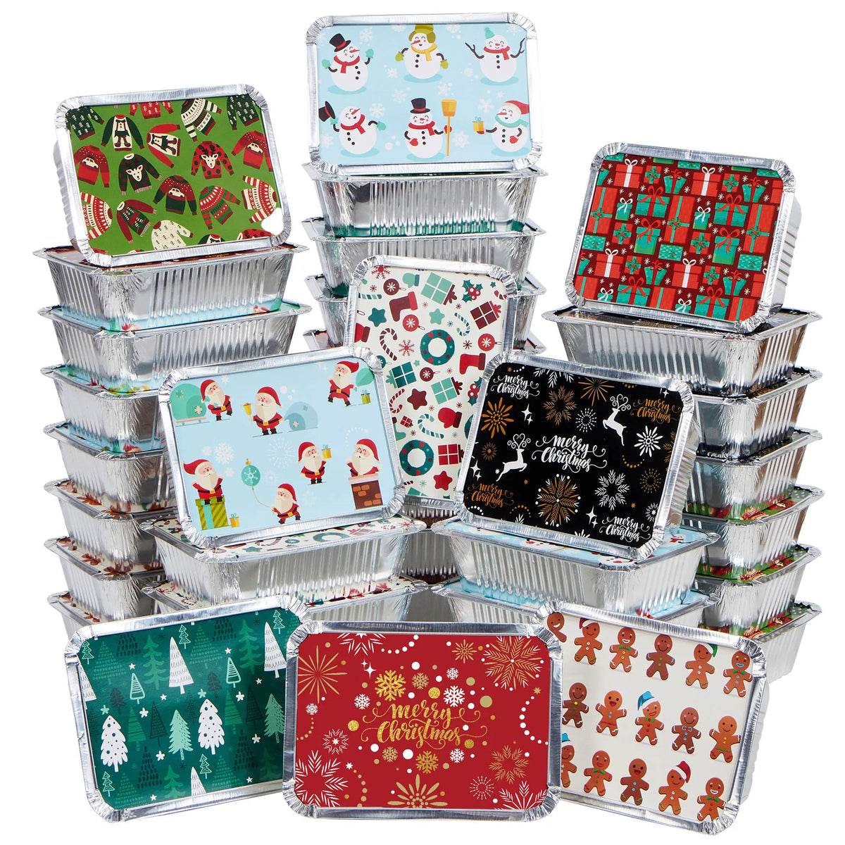 36-Pack Christmas Foil Containers with Lids