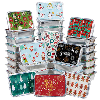 36-Pack Christmas Foil Containers with Lids