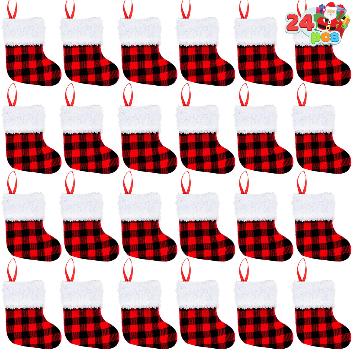 24-Pack Mini Christmas Stockings (5-Inch)
