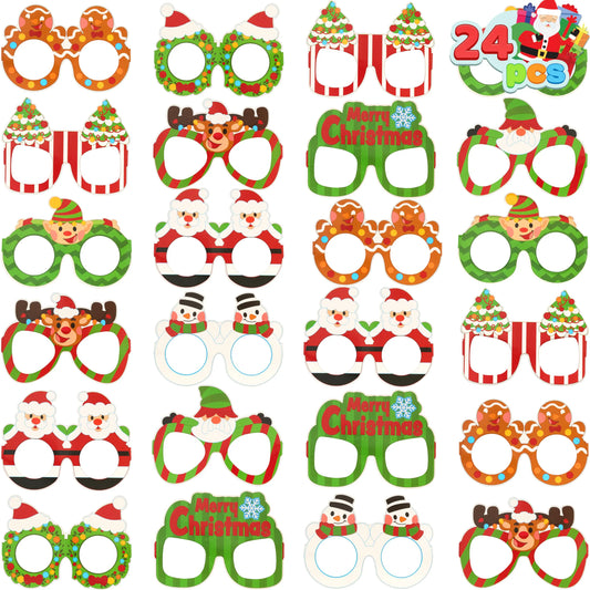 24 Pcs Christmas Paper Glasses