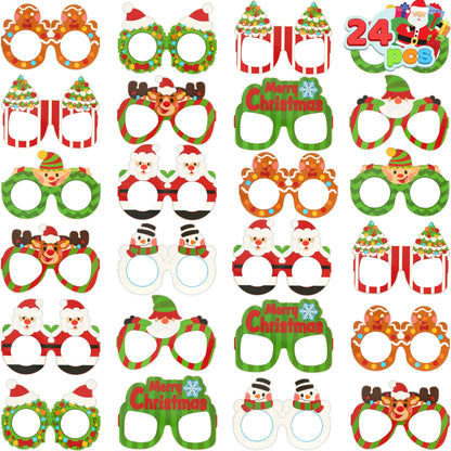 24 Pcs Christmas Paper Glasses