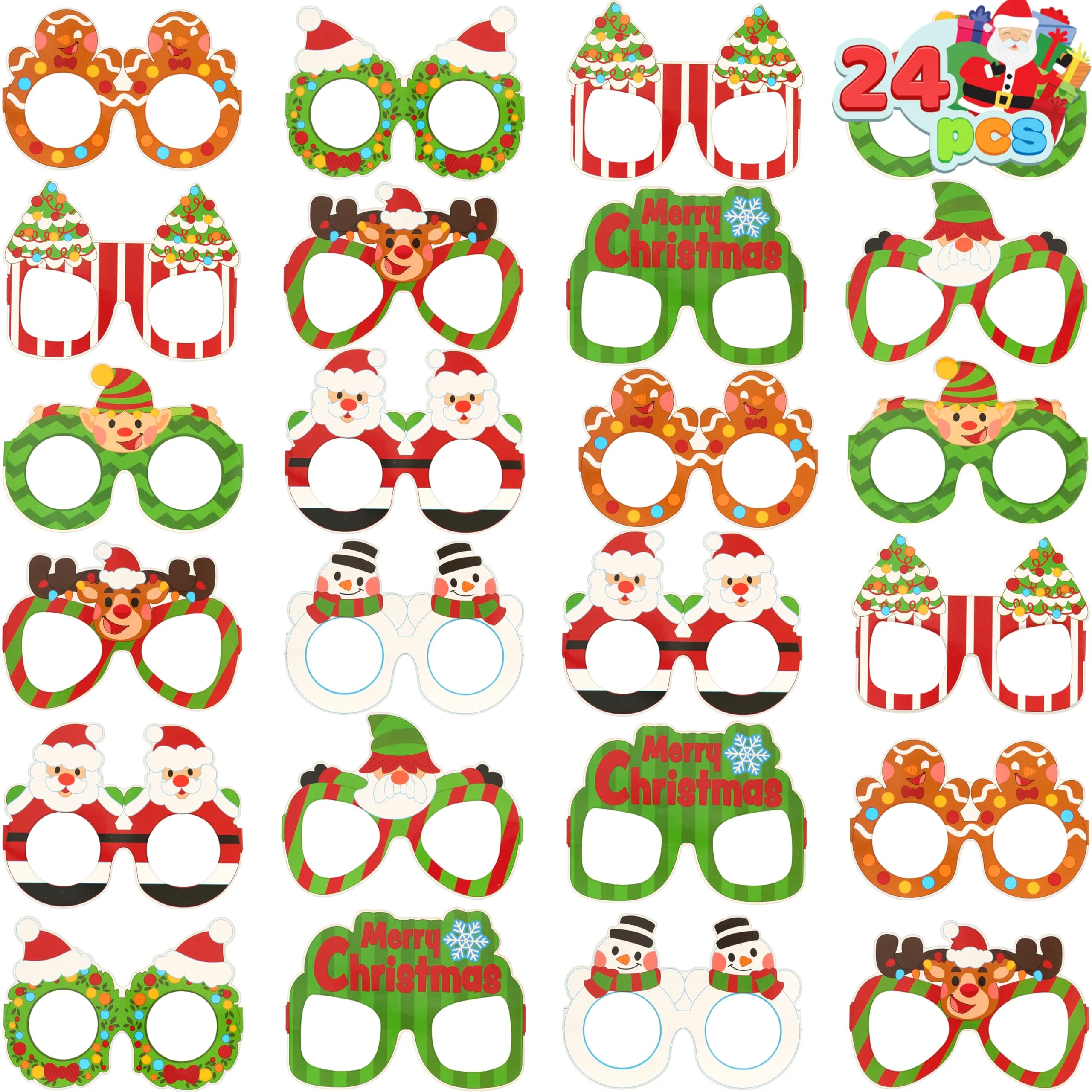 24 Pcs Christmas Paper Glasses