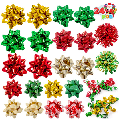 24 Pack Christmas Gift Bows for Wrapping