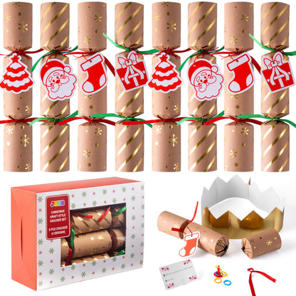 8-Piece Kraft Christmas Cracker Set