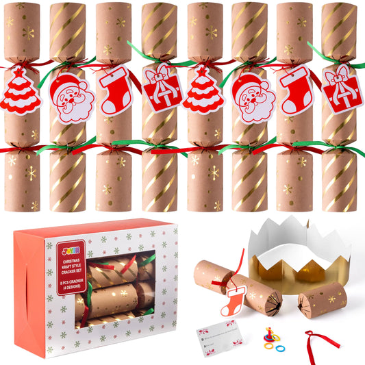 8-Piece Kraft Christmas Cracker Set