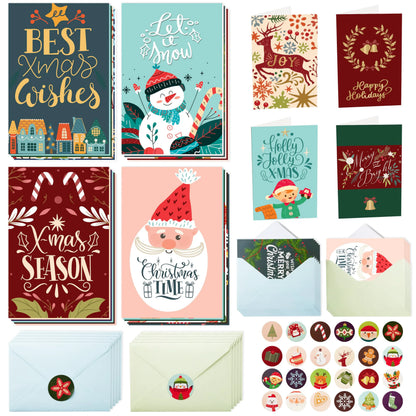 24 Christmas Cards with Envelopes and Stickers